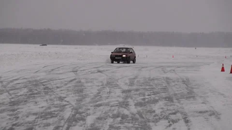 Racing circuit on the ice Stock Footage 58861259