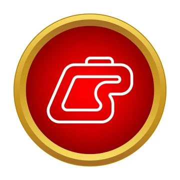 Racing circuit map icon in red gold circle Stock Illustration
