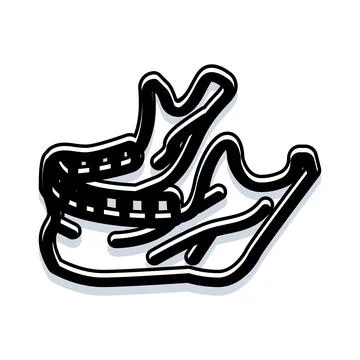 Racing circuit outline map with track elements Stock Illustration