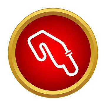 Racing circuit track map icon on red button Stock Illustration