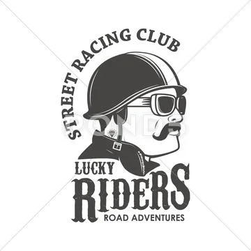 Racing club emblem template. Street racing club. Lucky Riders. M Stock Illustration