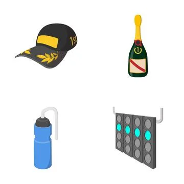 Racing competition concept showing win, start, and refreshment Stock Illustration