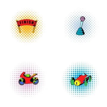 Racing competition set with finish line, shift gear Stock Illustration