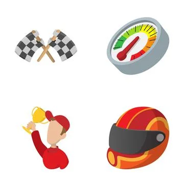 Racing competition success with checkered flags and helmet Stock Illustration