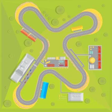 Racing Course Flat Composition Stock Illustration
