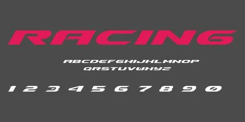 Racing Cursive Typography Vector Font Stock Illustration
