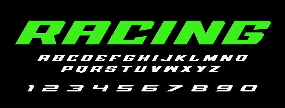 Racing Custom Typography Decal - Pro Livery Vector Font Kit Ilustración de archivo