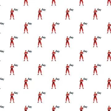 Racing driver holding checkered flag seamless pattern Stock Illustration