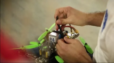 Racing Drone Installing Battery Stock Footage 60812479
