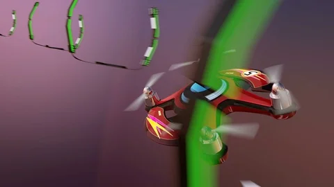 Racing drones chasing in the sky Stock Footage 75739469