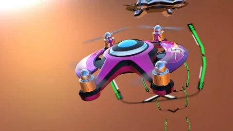 Racing drones chasing in the sky Stock Footage 75739501