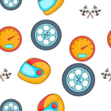 Racing elements pattern, cartoon style Stock Illustration