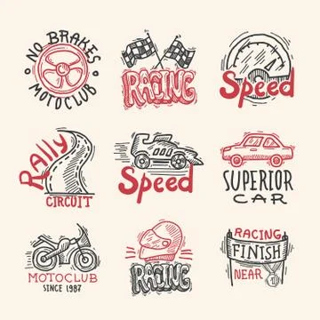 Racing Emblems Set Stock Illustration
