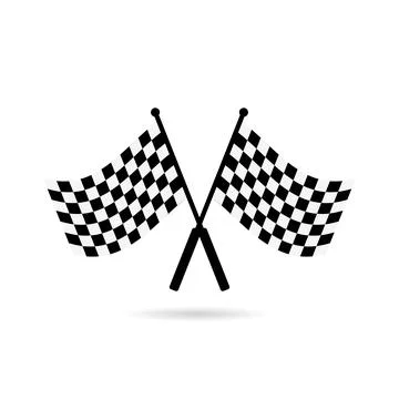 Racing flag finish with shadow on a white background, icon Stock Illustration