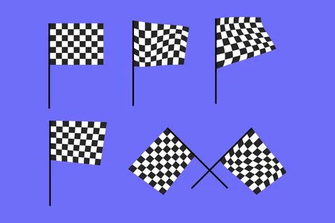 Racing flags checkered finish set Stock Illustration