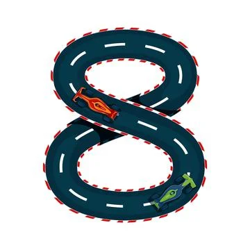 Racing font type track road and car number 8 eight Stock Illustration