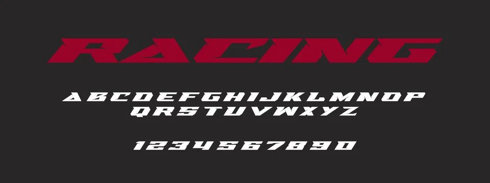 Racing Font Vector – Bold Speed Typography for Motorsports Stock Illustration
