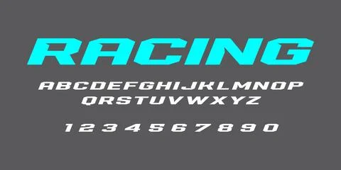 Racing Font Vector – Dynamic Speed Typography for Motorsports Stock Illustration