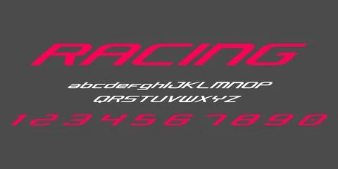 Racing Font Vector – Dynamic Speed Typography for Motorsports Stock Illustration