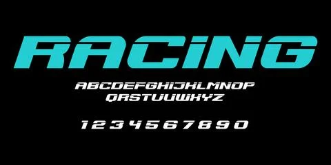 Racing Font Vector – High Speed Typography for Motorsports Stock Illustration