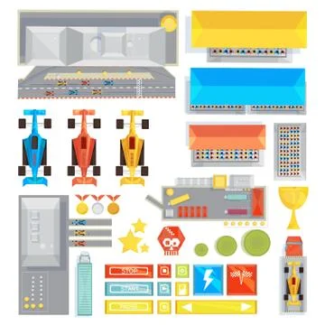 Racing Game Elements Set 스톡 일러스트
