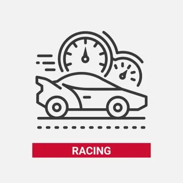 Racing game - line design single isolated icon Stock Illustration