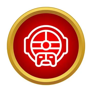 Racing game steering wheel and controller icon Stock Illustration
