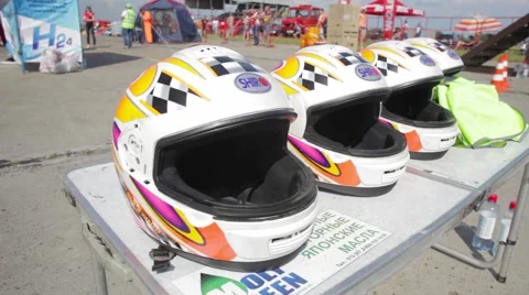 Racing helmet Stock Footage 66447346