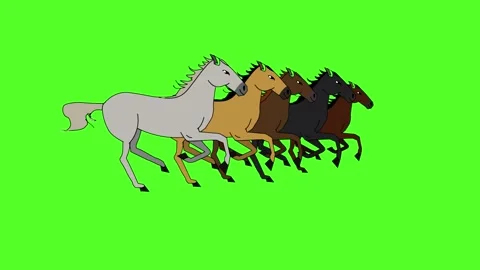 Racing Horses Green Screen Stock Footage 305724847