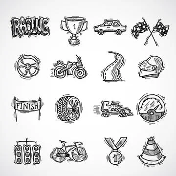 Racing Icon Set 스톡 일러스트