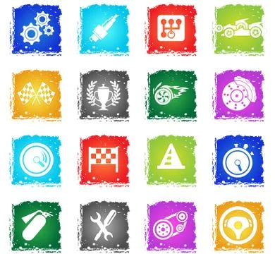 Racing icon set Illustrazione stock