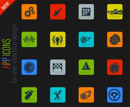 Racing icon set Stock Illustration