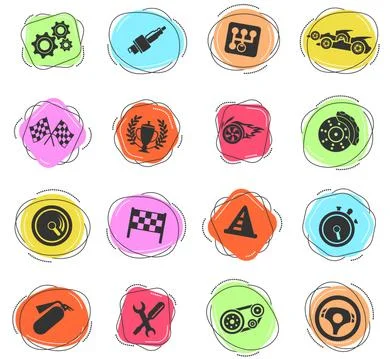 Racing icon set Stock Illustration