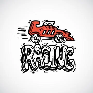 Racing Icon Sketch 스톡 일러스트