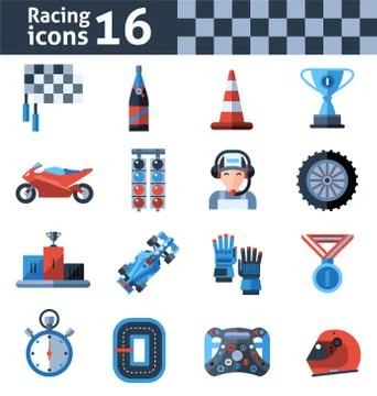 Racing Icons Set Stock Illustration