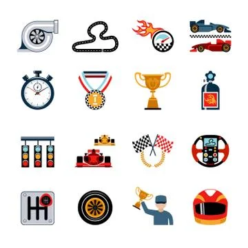 Racing Icons Set Stockillustratie