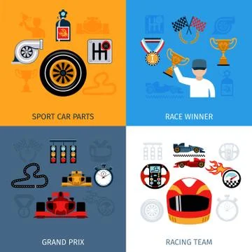 Racing Icons Set Stock Illustration
