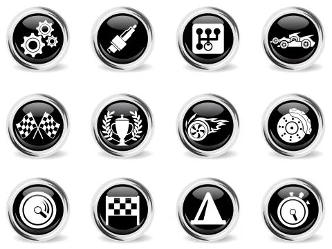 Racing icons set Stock Illustration