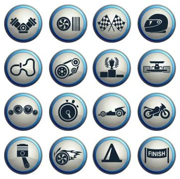Racing icons set Stock Illustration