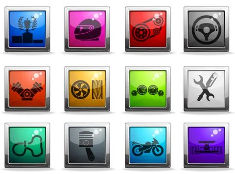 Racing icons set 스톡 일러스트