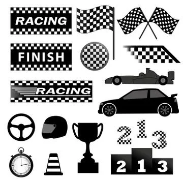 Racing Icons Set Stock Illustration