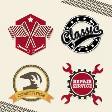 Racing labels over pink background vector illustration Stock Illustration