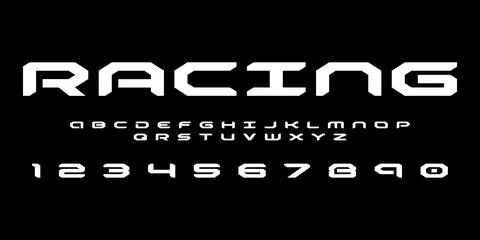 Racing Lettering Font Vector Pro Motorsport Alphabet Numbers Ilustración de archivo