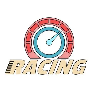 Racing logo with speedometer icon showing speed and performance Stock Illustration