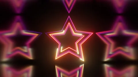 Racing Luminous Neon Glowing Light Streaks Form Star Shape Shining Stock-Footage 343329232