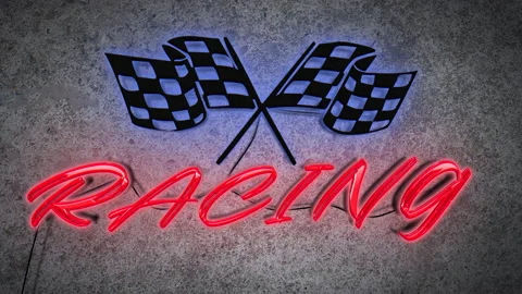 RACING Neon Sign Stock-Footage 143602263