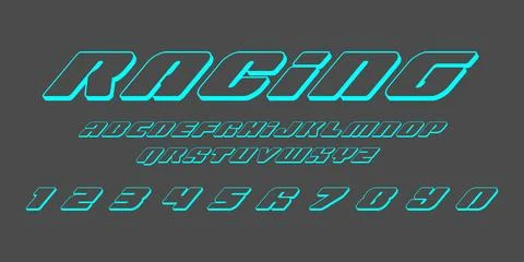 Racing Outline Vector Font - Modern Automotive Sport Typography Ilustración de archivo