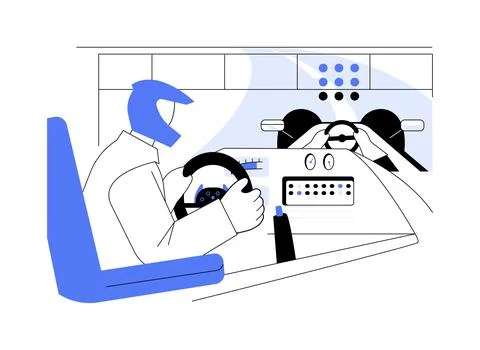 Racing simulator abstract concept vector illustration. Stock Illustration