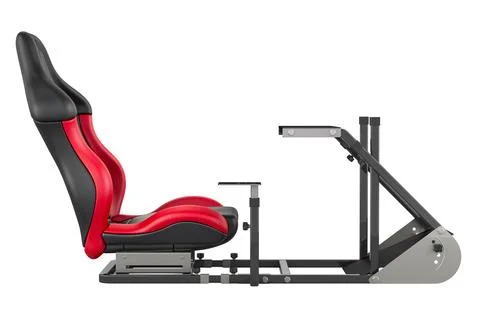 Racing simulator cockpit, side view. 3D rendering Stock Illustration