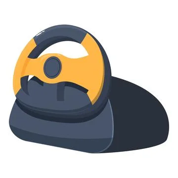 Racing simulator steering wheel lying on stand for gaming or training Stock Illustration